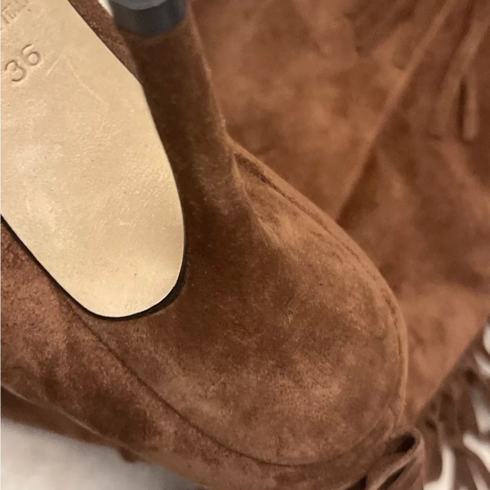 Dolce & Gabbana Sexy Suede Brown Fringe Leather Boots & Belt woman’s D&G heels - Picture 8 of 16
